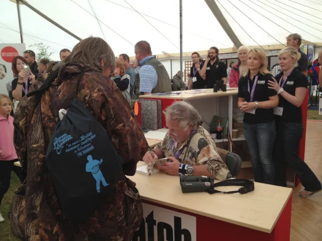 Bill Oddie signing books at the Birdwatch stand at last year's BirdFair at Rutland Water, Leicestershire. Photo: Rebecca Armstrong. Bill Oddie signing books at the Birdwatch stand at last year's BirdFair at Rutland Water, Leicestershire. Photo: Rebecca Armstrong.