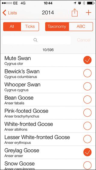 Bird Tick List app.
