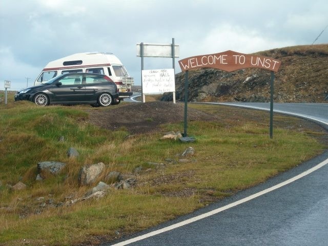 Arriving on Unst at the Belmont ferry terminal. Arriving on Unst at the Belmont ferry terminal.