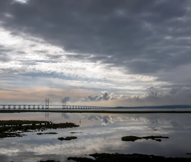 View across the Severn to Sudbrook Gwent. View across the Severn to Sudbrook Gwent.
