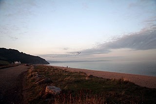 The beach at Beesands; Beesands/Widdicombe Ley is to the left of the picture here. The beach at Beesands; Beesands/Widdicombe Ley is to the left of the picture here.