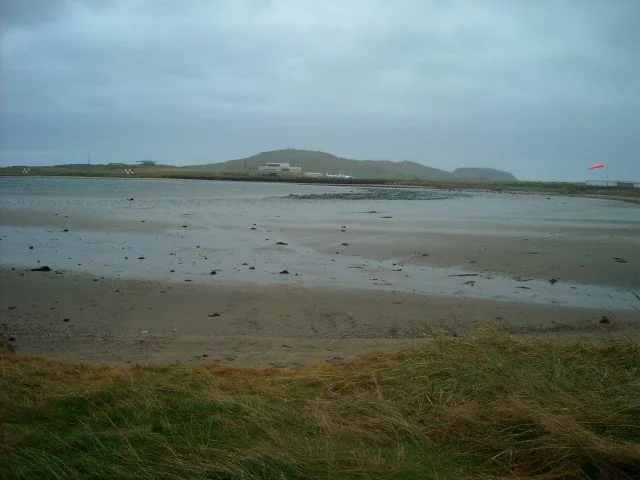 The view over the pool towards Sumburgh Airport. The view over the pool towards Sumburgh Airport.