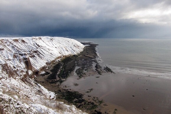 Filey Brigg in winter. Filey Brigg in winter.