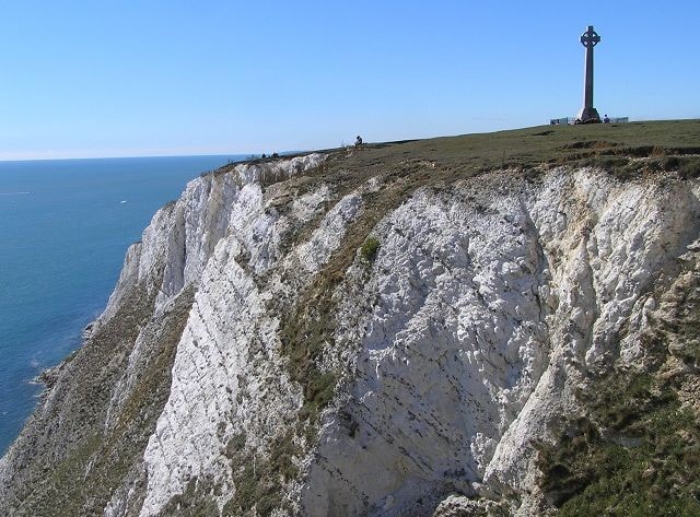 Tennyson's Monument and cliffs. Tennyson's Monument and cliffs.