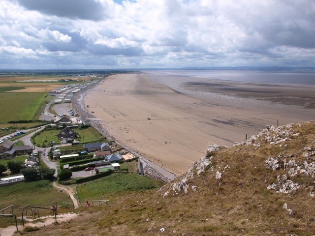 Berrow Flats and beach from Brean Down. Berrow Flats and beach from Brean Down.