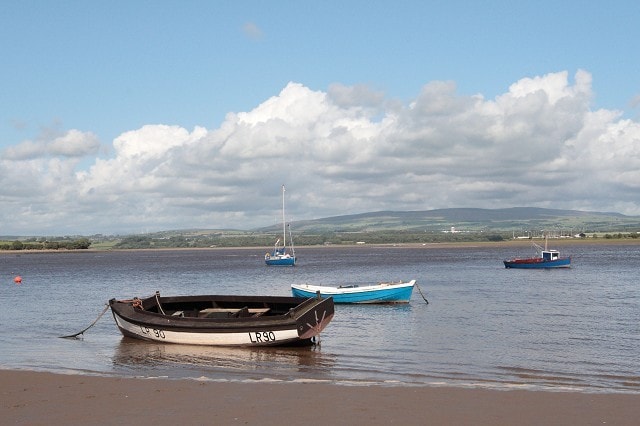 The view across the Lune Estuary towards Glasson Dock and the Bowland Fells from the path to the Point through Sunderland village. The view across the Lune Estuary towards Glasson Dock and the Bowland Fells from the path to the Point through Sunderland village.