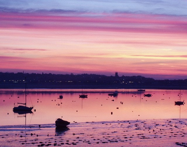 Sunrise over Exe Estuary from Starcross with Exmouth in background Sunrise over Exe Estuary from Starcross with Exmouth in background
