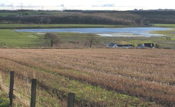 A view of the Millichen area looking south east over the fields that can flood after heavy rain. A view of the Millichen area looking south east over the fields that can flood after heavy rain.