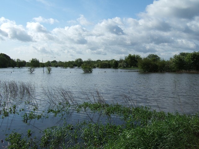 In flood, looking south In flood, looking south