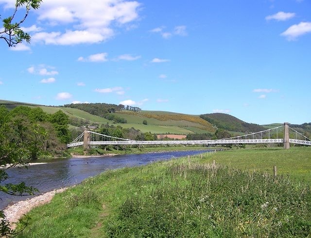 Suspension Bridge over the Tweed at Melrose. Suspension Bridge over the Tweed at Melrose.