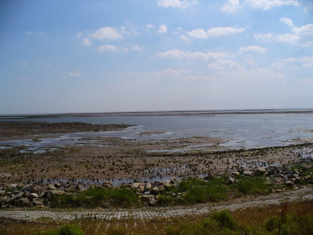 Looking south-west from the sea wall. Looking south-west from the sea wall.