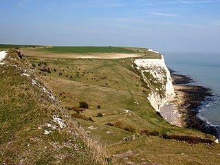 View of Langdon Hole and looking Northeast towards South Foreland and St Margarets. Taken from below Coastguard Station at approximately TR340423. View of Langdon Hole and looking Northeast towards South Foreland and St Margarets. Taken from below Coastguard Station at approximately TR340423.