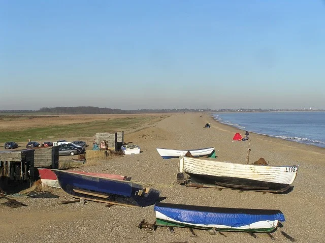 Dunwich beach view towards Southwold. Dunwich beach view towards Southwold.