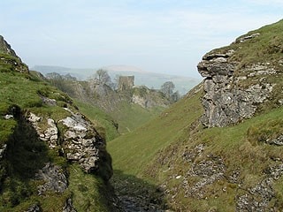 Peveril Castle from Cave Dale. Peveril Castle from Cave Dale.