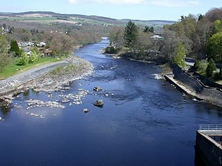 Looking downstream from Pitlochry's hydroelectric dam.