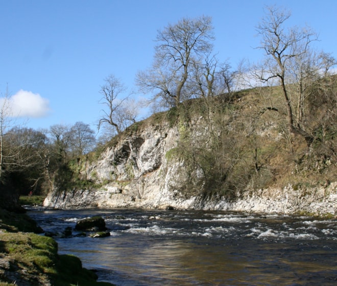 The River Wharfe at Wilfrid Scar, viewed from the Dales Way footpath heading North from the village. The River Wharfe at Wilfrid Scar, viewed from the Dales Way footpath heading North from the village.