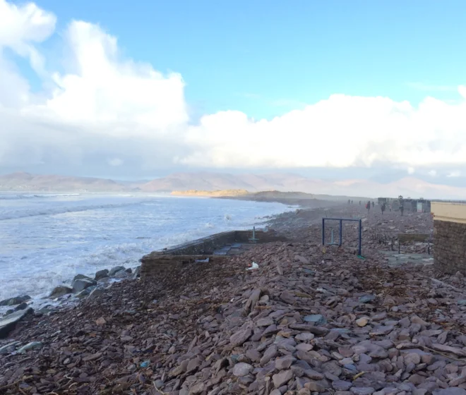 Rossbeigh was absolutely trashed by the storms of winter 2013/14. This image depicts the coastline which has been shifted westwards by a good few metres. The car park was overrun with large stones and boulders! Rossbeigh was absolutely trashed by the storms of winter 2013/14. This image depicts the coastline which has been shifted westwards by a good few metres. The car park was overrun with large stones and boulders!