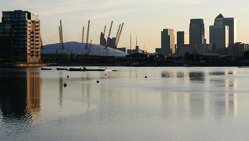 The dock is a large expanse of water bordered one on side by flats, hotels and the ExCel Exhibition Centre and by abandoned and derelict mills on the other. The dock is a large expanse of water bordered one on side by flats, hotels and the ExCel Exhibition Centre and by abandoned and derelict mills on the other.